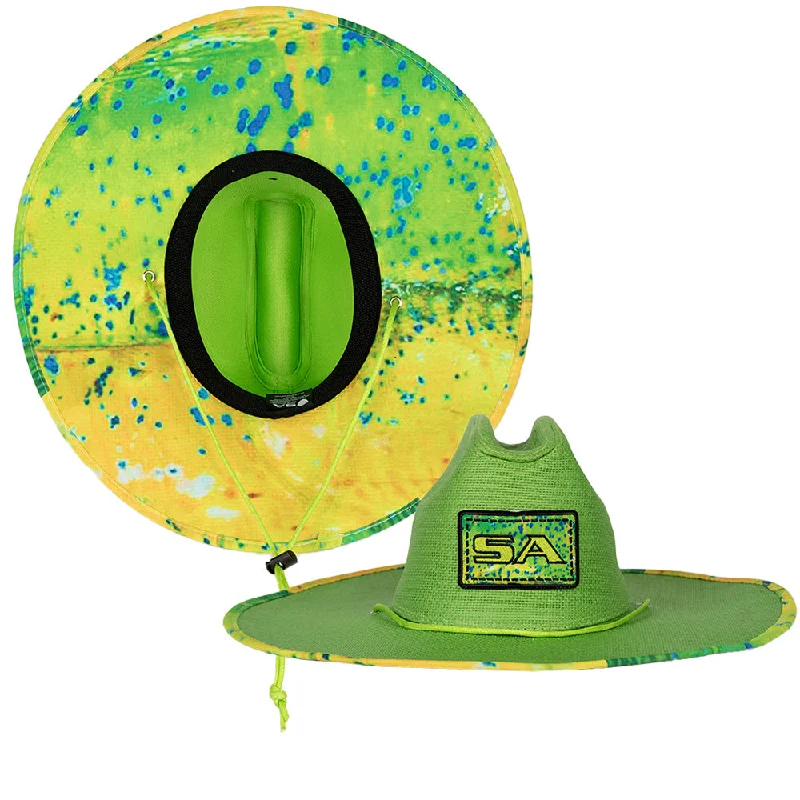 Designer straw sun hat for men with luxurious design and high-quality material -Keys Under Brim Straw Hat | Reel Mahi | Neon Green