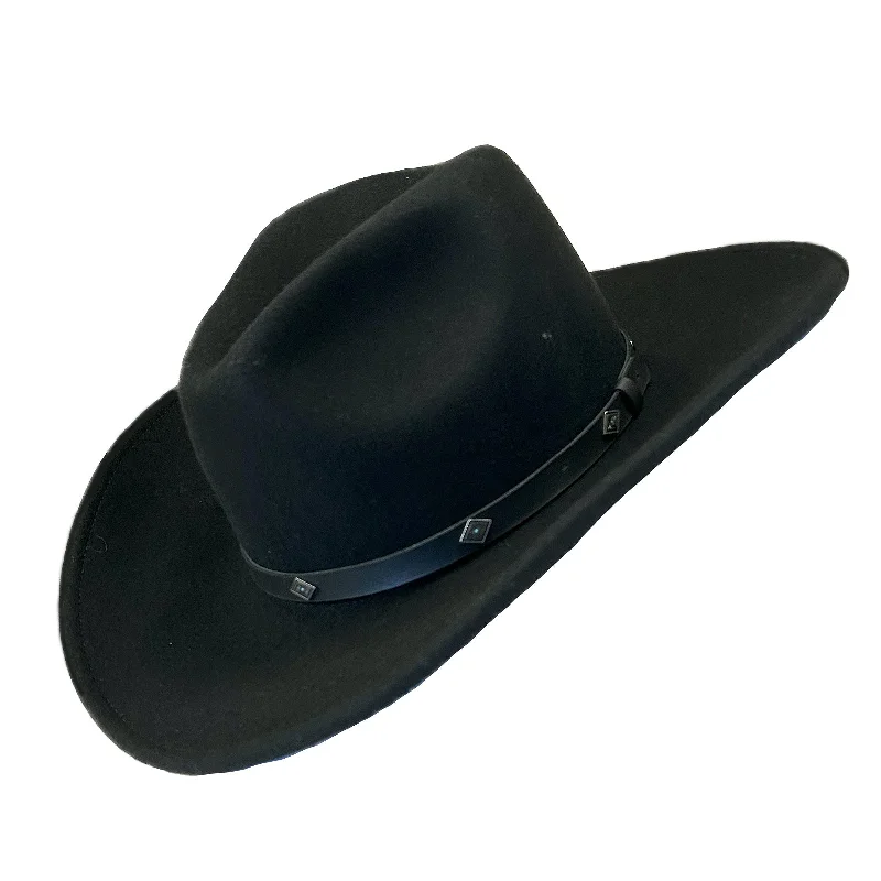 Lightweight felt hat for easy portability -Crushable Black Felt Magic Pinch Western Cowboy Hat