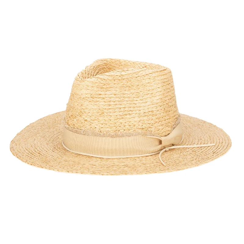 Fedora hats for men with textured finishes for a modern and dynamic look -Sun Bather - Raffia Braid Fedora with Mixed Band