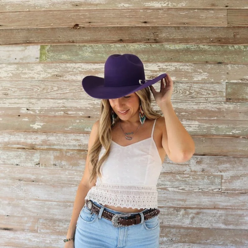 Lightweight felt hat with breathable fabric -Bailey 4X Purple Fur Felt Cowboy Hat