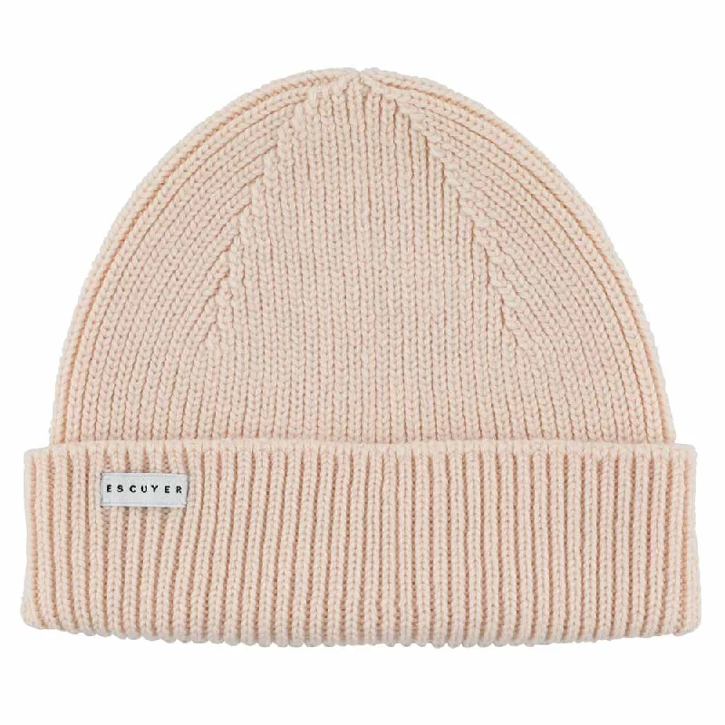 Designer cap for high-end brand appeal -Ribbed Merino Beanie / Pink