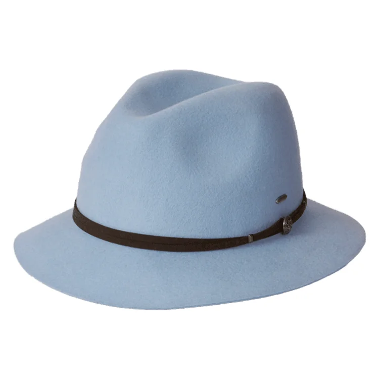 Custom fedora hats for men with embroidered initials for personalized style -Kooringal Matilda Felt Hat - Faded Denim Blue