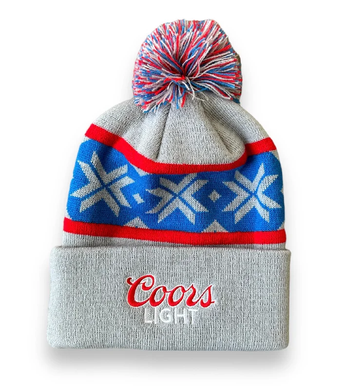 Warm wool cap for cold weather days -Coors Light Pom Beanie