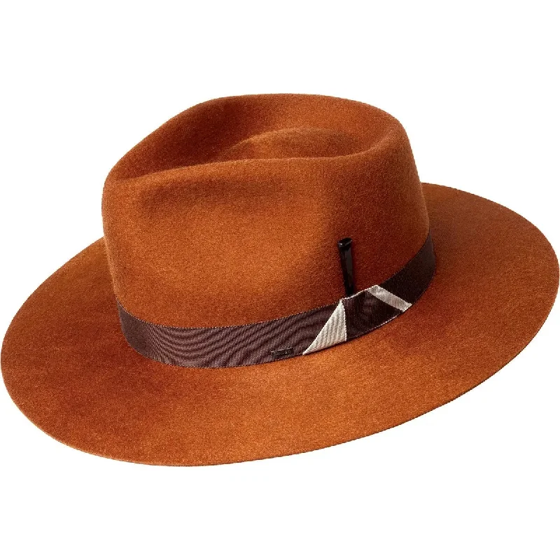 Designer fedora hats for men with unique patterns and geometric bands for trendsetting looks -Bailey Trevel Elite Superfine Velour Wool Wide Brim Fedora