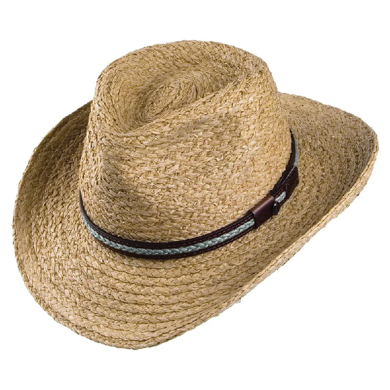 Cowboy hats for women with embroidered motifs and gemstone bands for a stylish look -Jaxon & James El Paso Straw Outback Hat - Natural