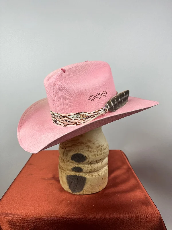 Adjustable straw fedora hat for men with versatile design for all occasions -Pink Western Straw