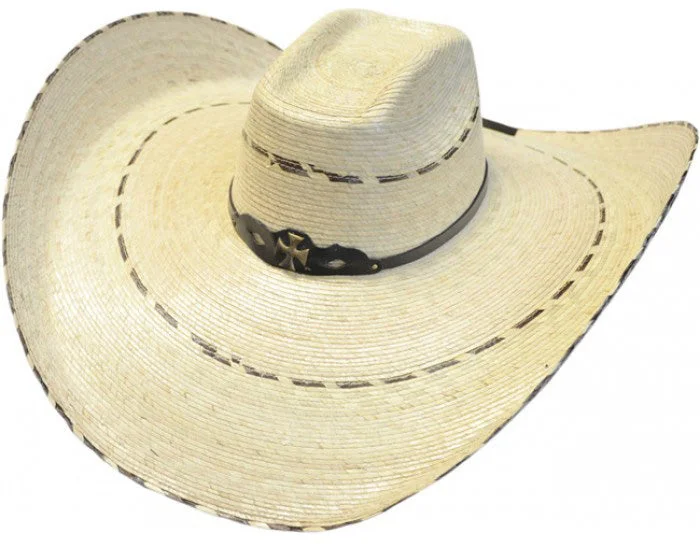 Soft straw sun hat for men with light, airy material and wide brim -El Borracho 8 Seconds Sombrero Palm Hat