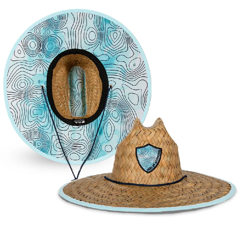 Fashionable straw hat for women with oversized brim for added shade -Classic Straw Hat | Aqua Topography