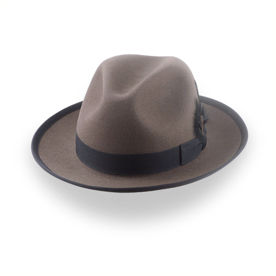 Fashion-forward fedora hats for men with metallic finishes for modern style -Caribou Grey Wide Brim Fedora Hat For Men in Premium Fur Felt | The Thiago