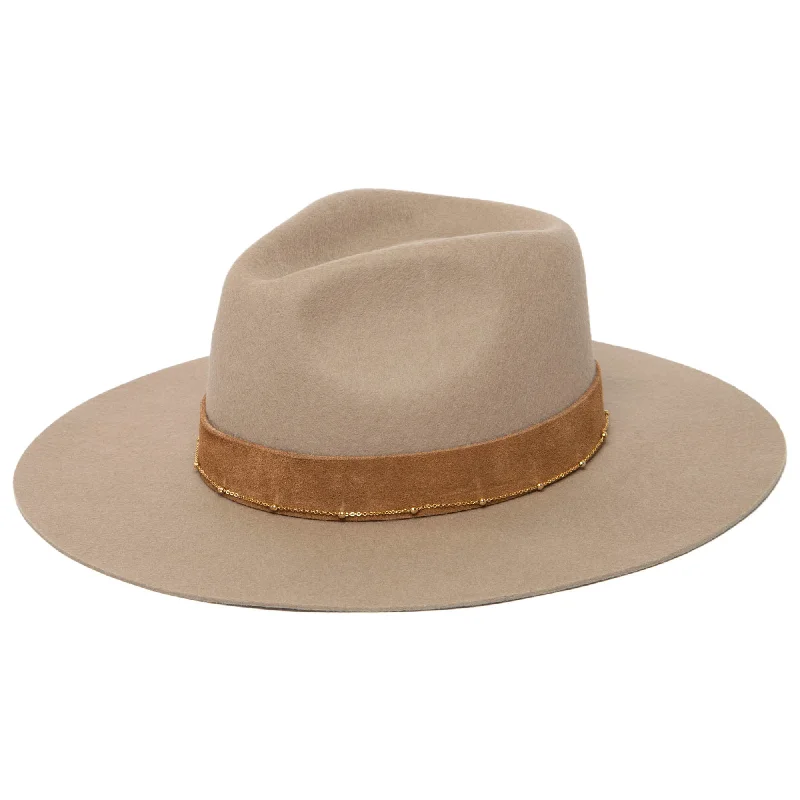 Fashion-forward fedora hats for men with metallic finishes for modern style -Loretta - Stiff Brim Fedora with Suede Band and Gold Chain