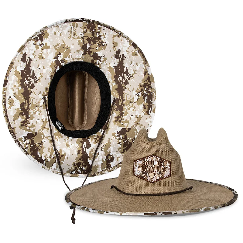 Versatile straw hat for men with narrow brim for casual and formal occasions -Keys Straw Hat | Desert Digi Camo | Sahara