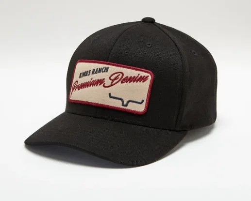 Custom embroidered cowboy hats for women with unique logos or patterns for style -Kimes Ranch Premium Denim Cap