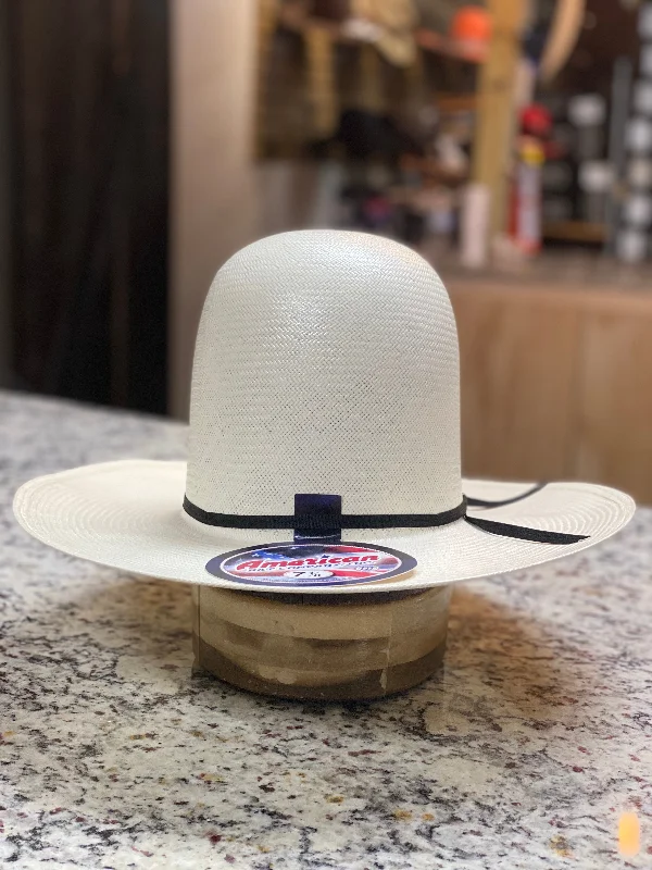 Simple straw hat for men with casual fit for beach and outdoor activities -American Hat Company - Open Tall Crown 5604 2CBLK - 4" Brim