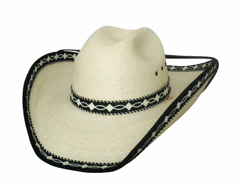 Colorful cowboy hats for women with embellished feathers for a fun and stylish accessory -Bullhide Custom Made - Mexican Palm Straw Cowboy Hat