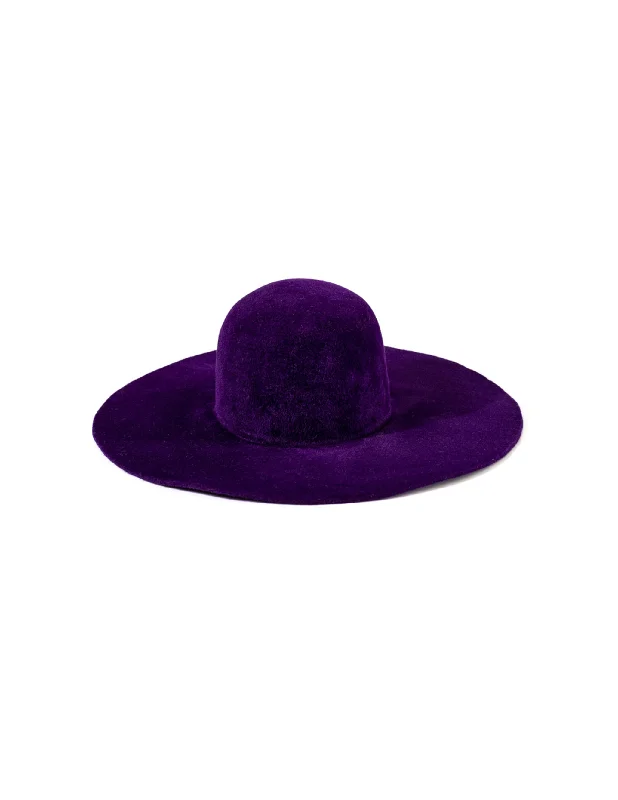 Trendy felt hat for modern urban outfits -Round Flat | Violet