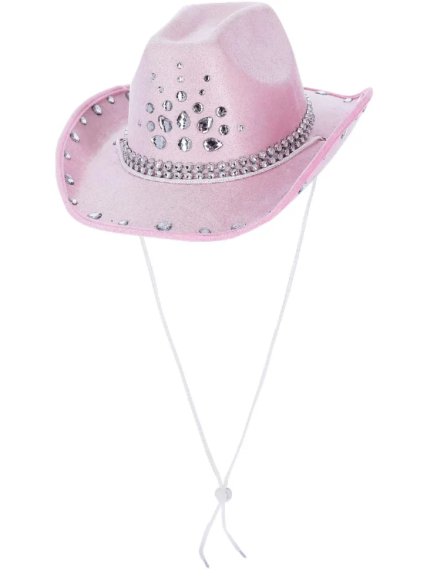 Comfortable cowboy hats for men with sweat-wicking materials for long-wear comfort -Baby Pink Rhinestone Cowboy Hat