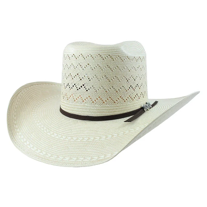 Durable straw cowboy hats for men with UV protection for sunny outdoor activities -Full Mountain Brick Crown Cowboy Hat