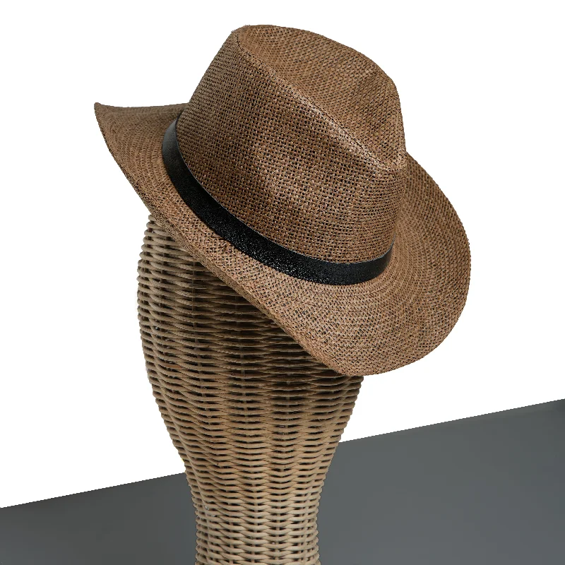 Durable straw fedora hats for men with breathable materials for summer comfort -Chokore Sunshade Straw Fedora Hat (Brown)