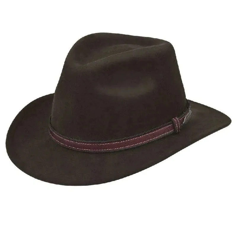 Unique cowboy hats for women with colorful fabric bands and patterned accents -Black Creek (BC2042)- Crushable Wool Felt Cowboy Hat