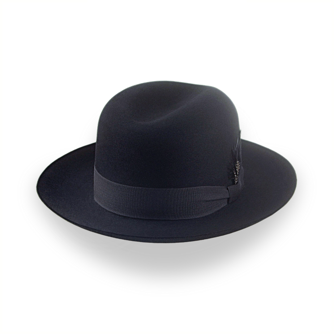 Custom straw fedora hats for men with personalized embroidery for a unique twist -Black Men's Fedora Hat with Single Crease Crown | The Tobin