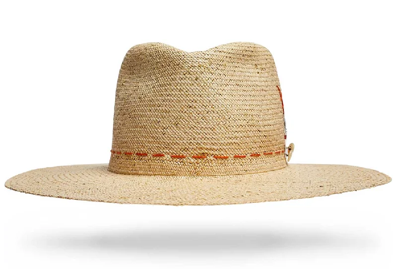 Trendy straw Panama hat for women with decorative ribbon and casual style -Sunset M