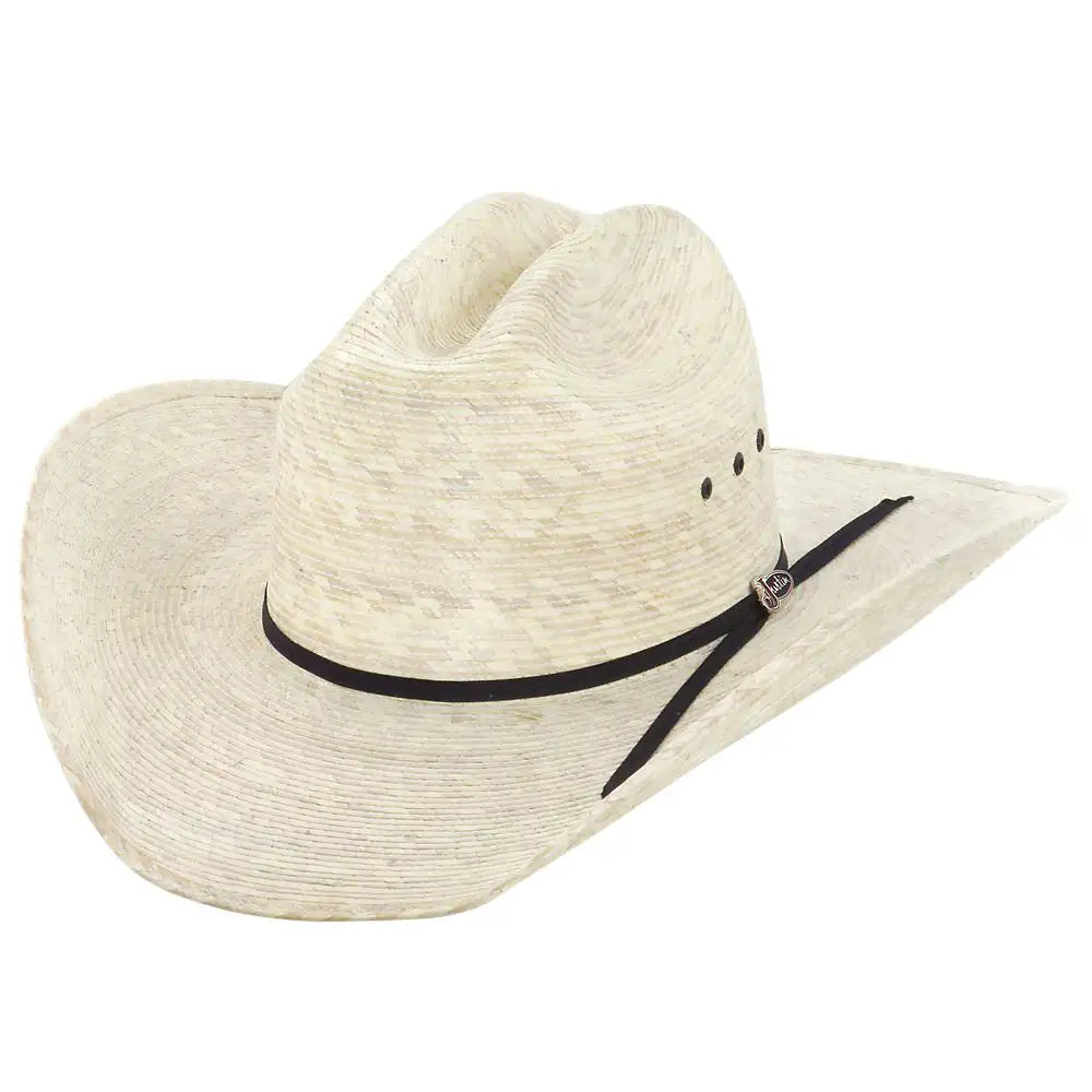 Retro cowboy hats with plaid fabric bands for a fashionable country-inspired design -Justin Brush Hog - (20X) Straw Cowboy Hat