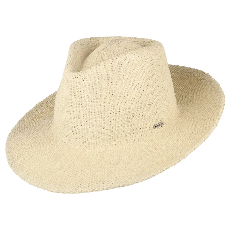 Wide-brim cowboy hats for women with floral designs for a western-inspired style -Brixton Hats Dayton Convertabrim Toyo Straw Cowboy Hat - Natural