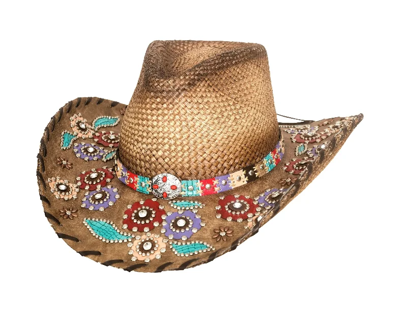 Durable felt cowboy hats for men with wide brims for sun protection -Bullhide Setting The World - Straw Cowgirl Hat