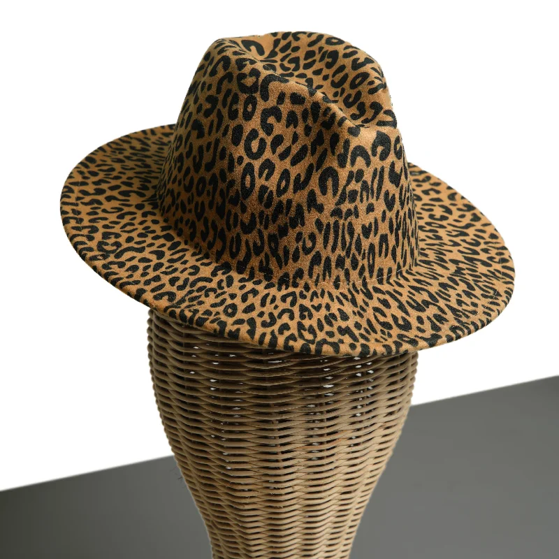 High-quality fedora hats for women with soft fabric and structured brim for fashion -Chokore Leopard Print Fedora Hat (Black & Beige)