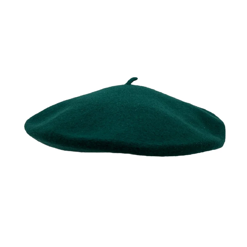 Elegant wool felt hat for dressy occasions -Gaucho Beret - Green Wool