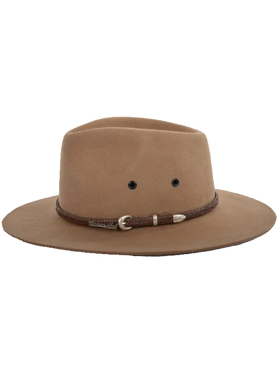 Classic felt fedora hats for men with wide brim for formal style -Thomas Cook Redesdale Merino Wool Felt Hat - Fawn