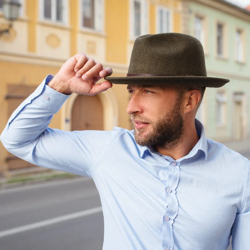 Lightweight felt hat with adjustable band fit -The Stoker - Lightweight Wide Brim Trilby