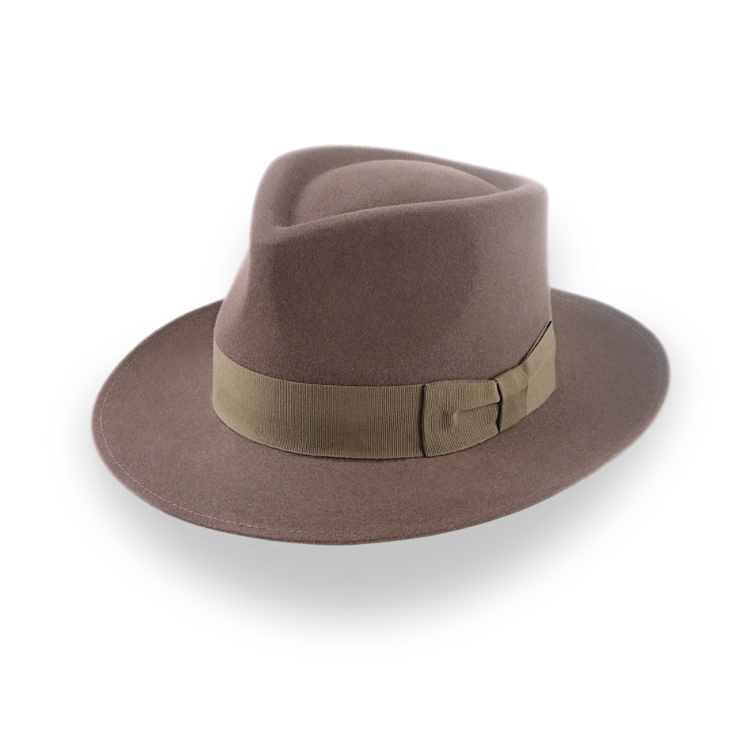 Comfortable straw fedora hats for women with ventilation for breathability -Taupe Brown Wide Brim Fedora For Men | The Sovereign