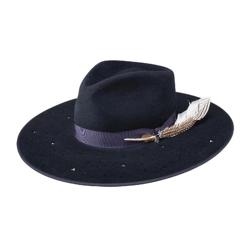 Stylish fedora hats for women with embellished designs and fun, vibrant bands -Stetson Night Sky Seeker Wool Fedora