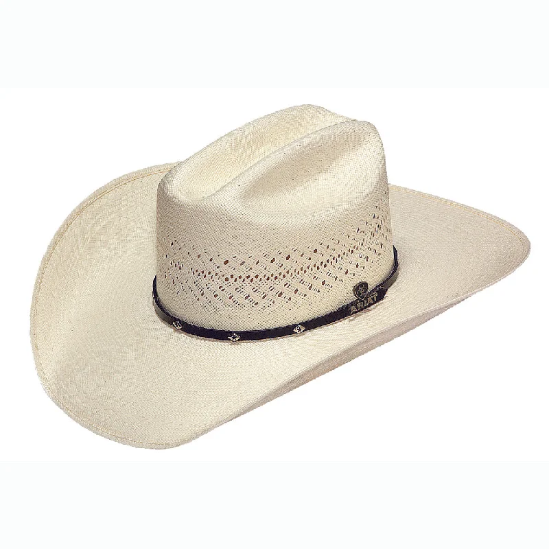 Casual straw cap for men with simple design and relaxed look -Ariat 20 X Ivory Double S Straw Hat