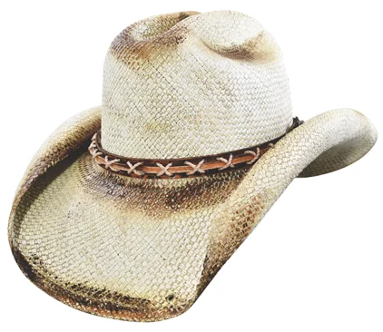 Stylish straw sun hat for women with colorful accents for a fun summer vibe -Dale-Tea Stained/X Hat Band Shady