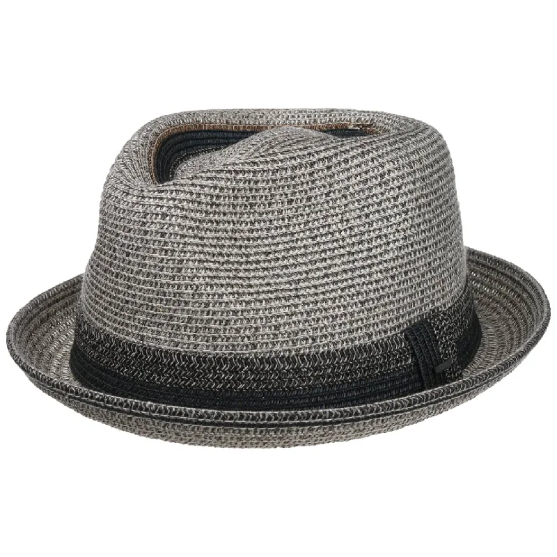 Classic straw boater hat for men with crisp design and summer appeal -Archer Pork Pie Straw Hat by Bailey 1922