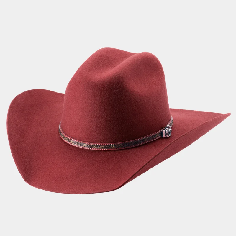 Breathable felt hat for all-day comfort -Bullhide Life With You 4X Carmine Wool Cowboy Hat