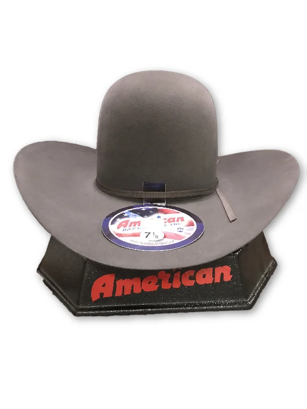 Warm wool felt hat for chilly evenings -AMERICAN HAT CO. - 10X STEELFELT COWBOY HAT - OPEN CROWN - 4 1/4" BRIM