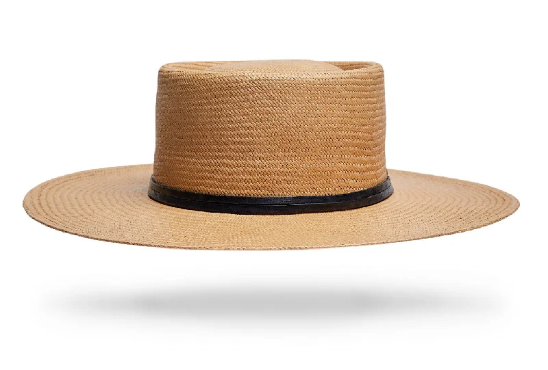 Comfortable straw hat for men with adjustable strap and breathable design -Okeefe black leather