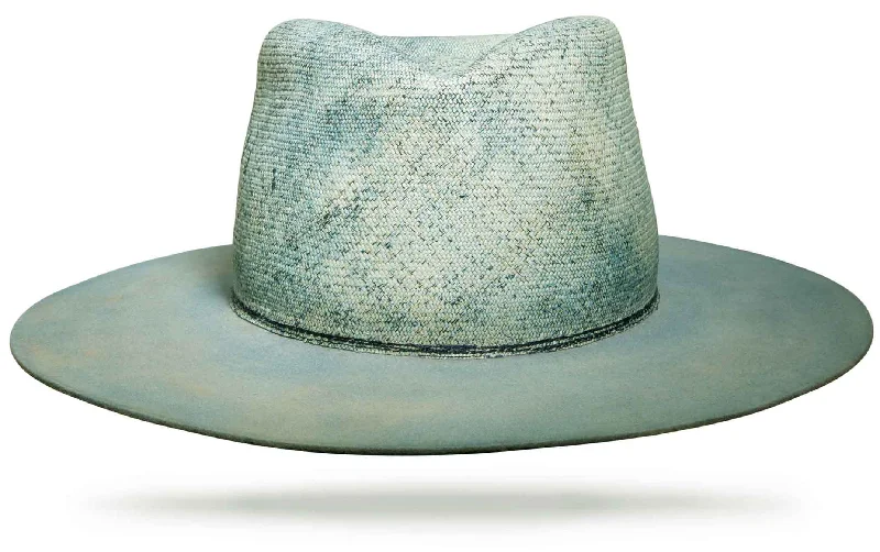 Elegant straw hat for women with ribbon detail and graceful finish -Del Mar Indigo