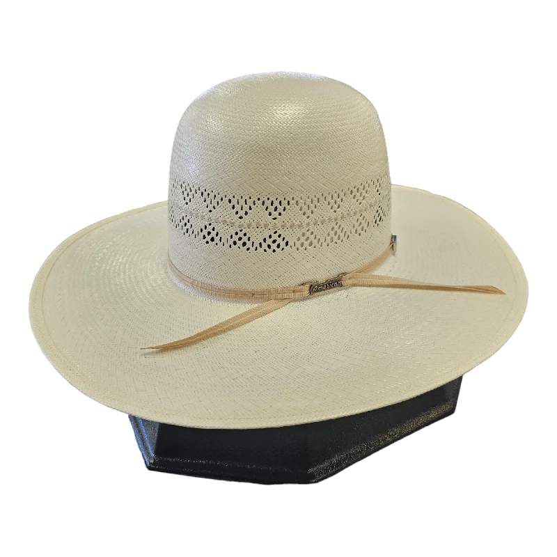 Natural straw hat for men with subtle design and summer-ready appeal -American Hat Co. Straw Hat - #6800 Open Crown