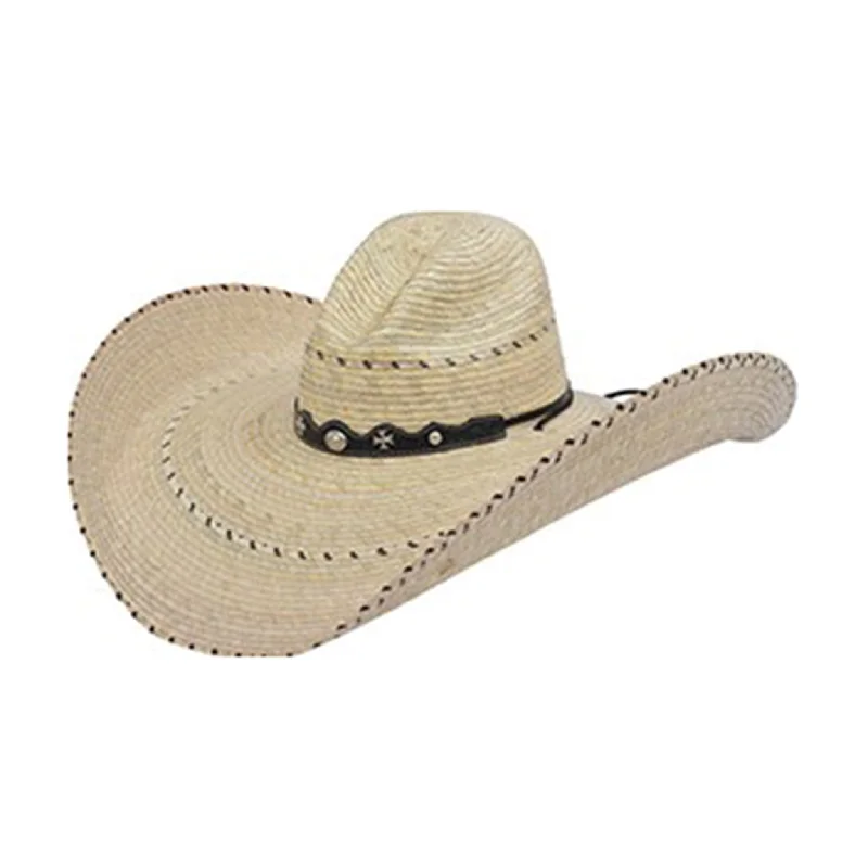 Versatile straw hat for men with narrow brim for casual and formal occasions -Old West Texas Python Campecha Palm Hat