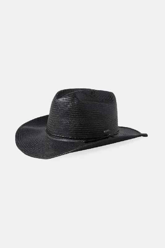 Stylish straw cap for men with woven texture and modern design -Range Straw Cowboy Hat - Black