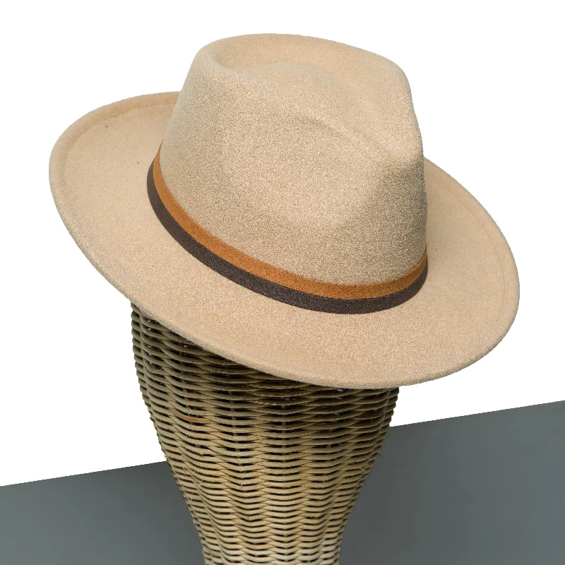 Casual fedora hats for women with soft felt material for everyday wear -Chokore Fedora Hat with Dual Tone Band (Camel)