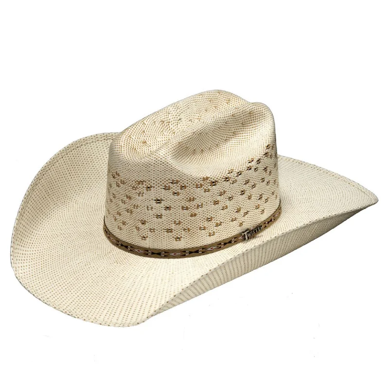 Handmade straw fedora hat for men with a classic, sophisticated style -Twister Ivory & Tan Bangora Hat