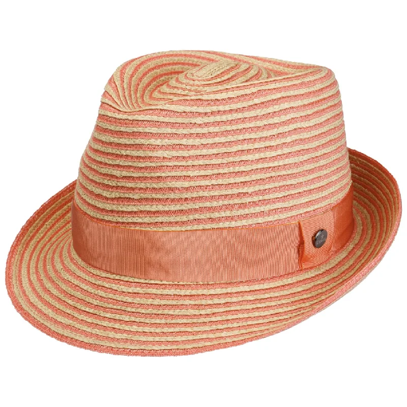 Handmade straw cowboy hat for men with a rugged and timeless look -Light Twotone Trilby Straw Hat by Lierys