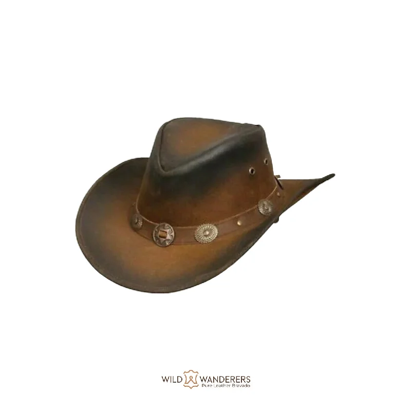 Modern cowboy hats for men with leather band accents for contemporary western looks -Brown Faded Bush Cowboy Hat