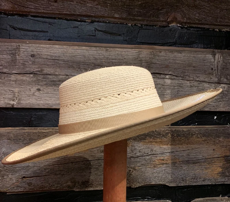 Classic straw cowboy hat for women with western-inspired design and charm -Sunbody Espanola Palm Leaf Hat