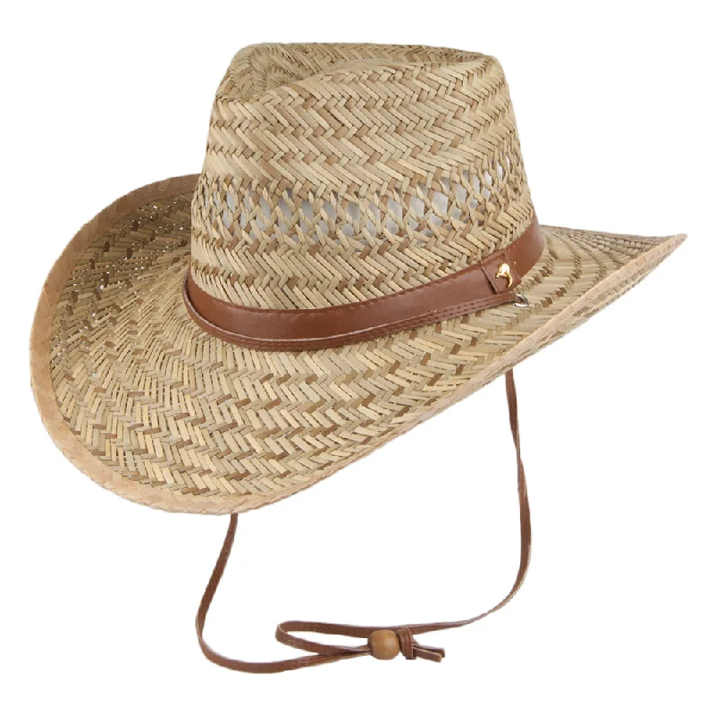 Luxury cowboy hats for men with premium materials and fine craftsmanship for lasting wear -Dorfman Pacific Hats Kangaroo Rush Straw Outback Hat - Natural